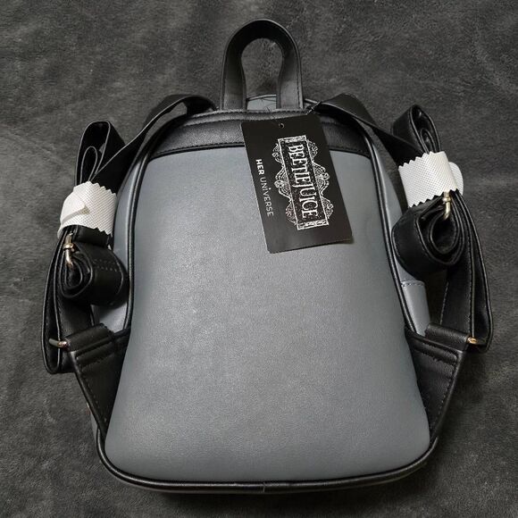 Her Universe Beetlejuice Chibi Lydia Goth Emo Camera Mini Backpack New w/Defect - Picture 2 of 3